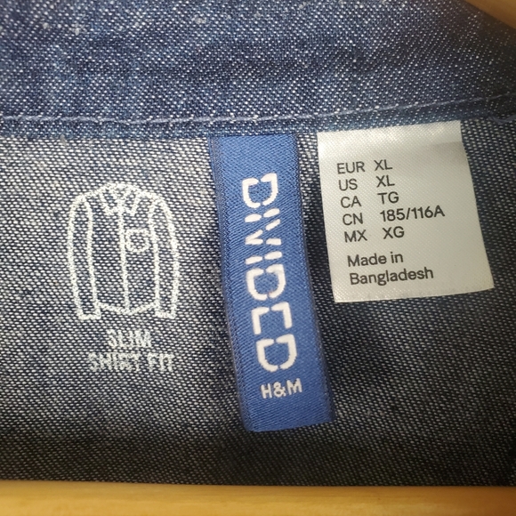 H&M Divided Denim Paisley Button-Down Shirt. Pearl Snaps. Women's XL. F0079 - Picture 3 of 10